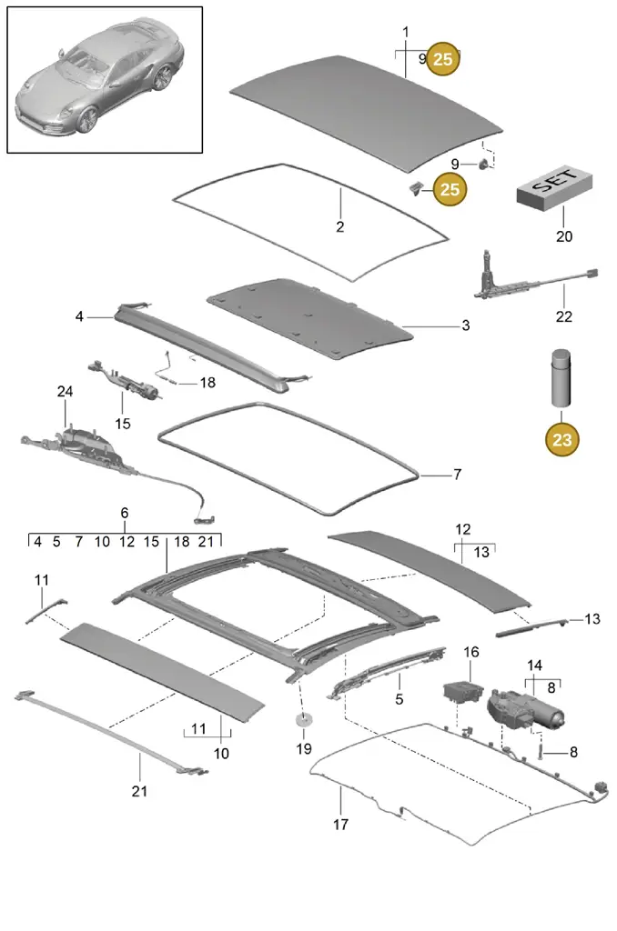 00004330621 — Porsche 911 (2013-2020) diagram p42811000, position 23+25