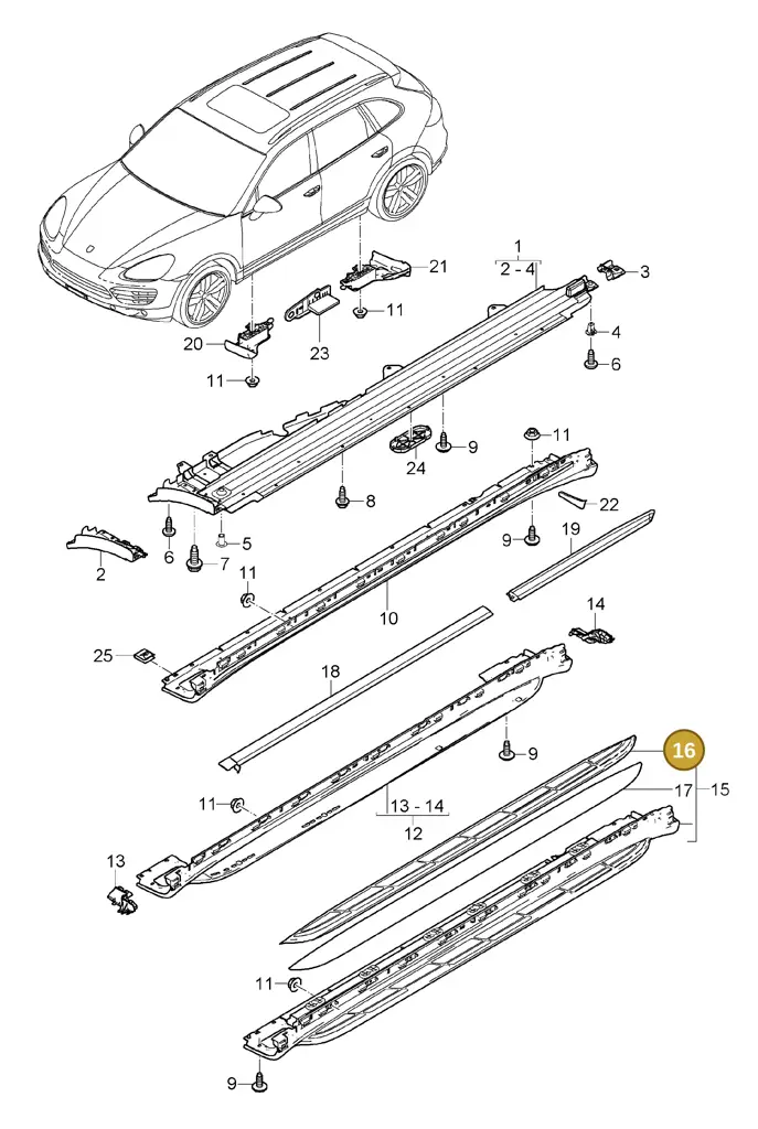 00004331046 — Porsche Cayenne (2010-2018) diagram p37810010, position 16