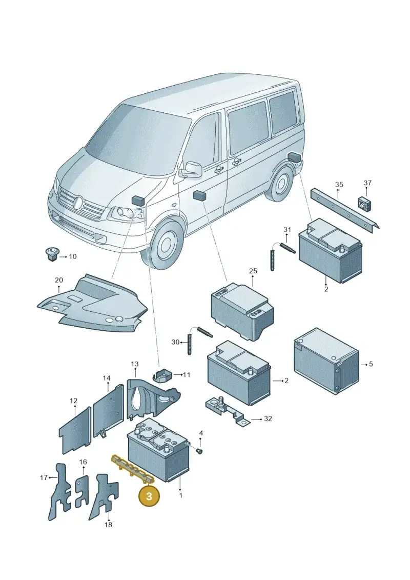 000915413 — Volkswagen Transp. caravelle (2008-2009) diagram 452915000, position 3