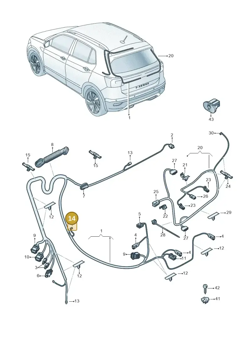 000979207E — Volkswagen T-Cross 1,0 (2018-2024) diagram 587972050, position 14