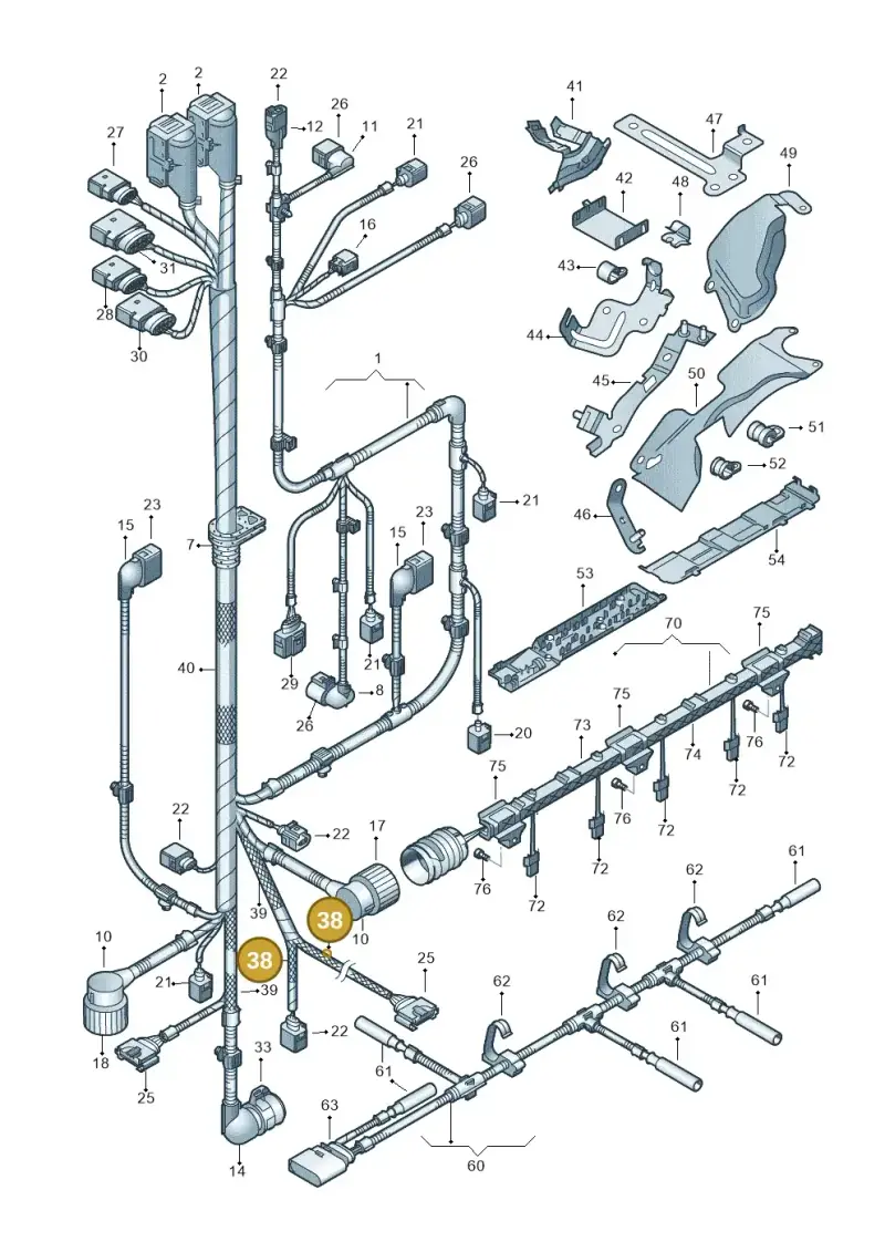 000979993 — Volkswagen Phaeton (lang) (2003-2006) diagram 258971140, position 38