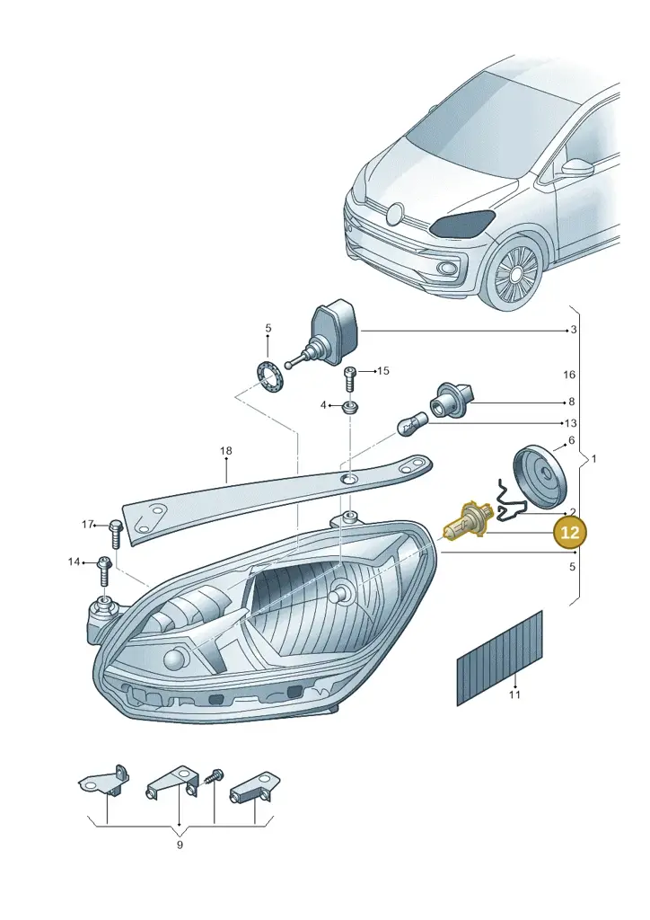 000998204Q — Volkswagen Up! 1.0 BlueMotion (2016-2023) diagram 892941000, position 12
