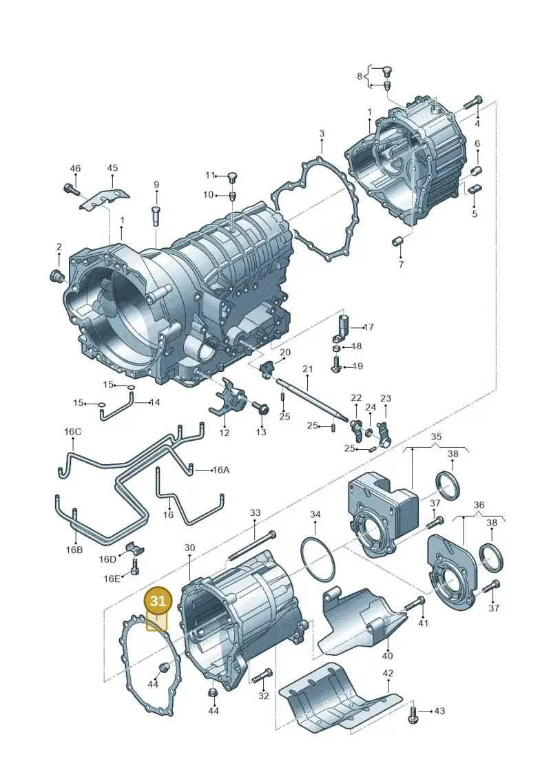01V321381A — Volkswagen PASSAT/4MOTION/W8 (2002-2005) diagram 153321770, position 31