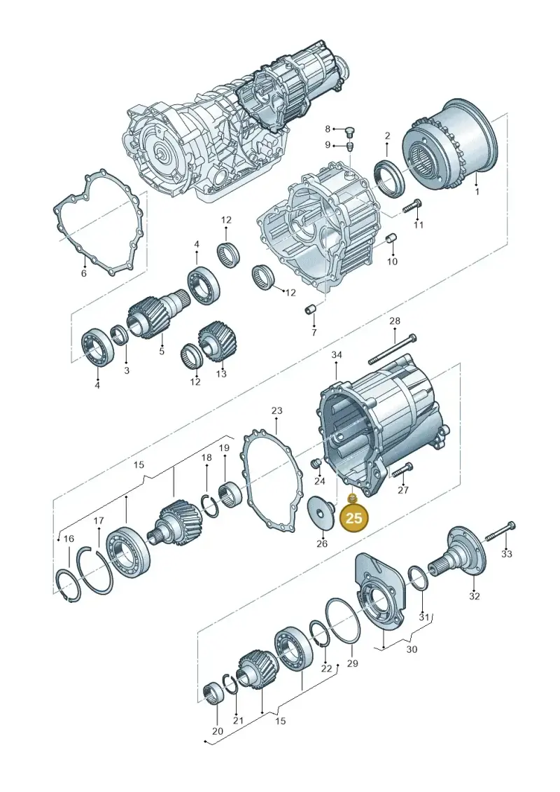 01V409057A — Volkswagen PASSAT/4MOTION/W8 (2002-2005) diagram 153409970, position 25