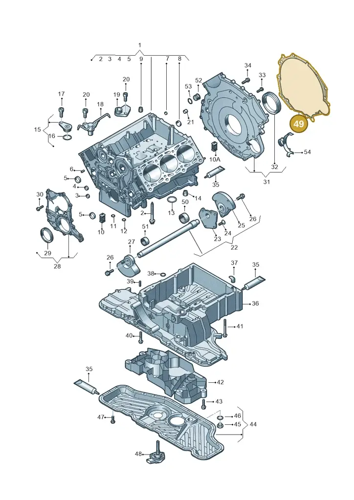 01X103551A — Volkswagen Phaeton 4motion (2010-2016) diagram 258103050, position 49