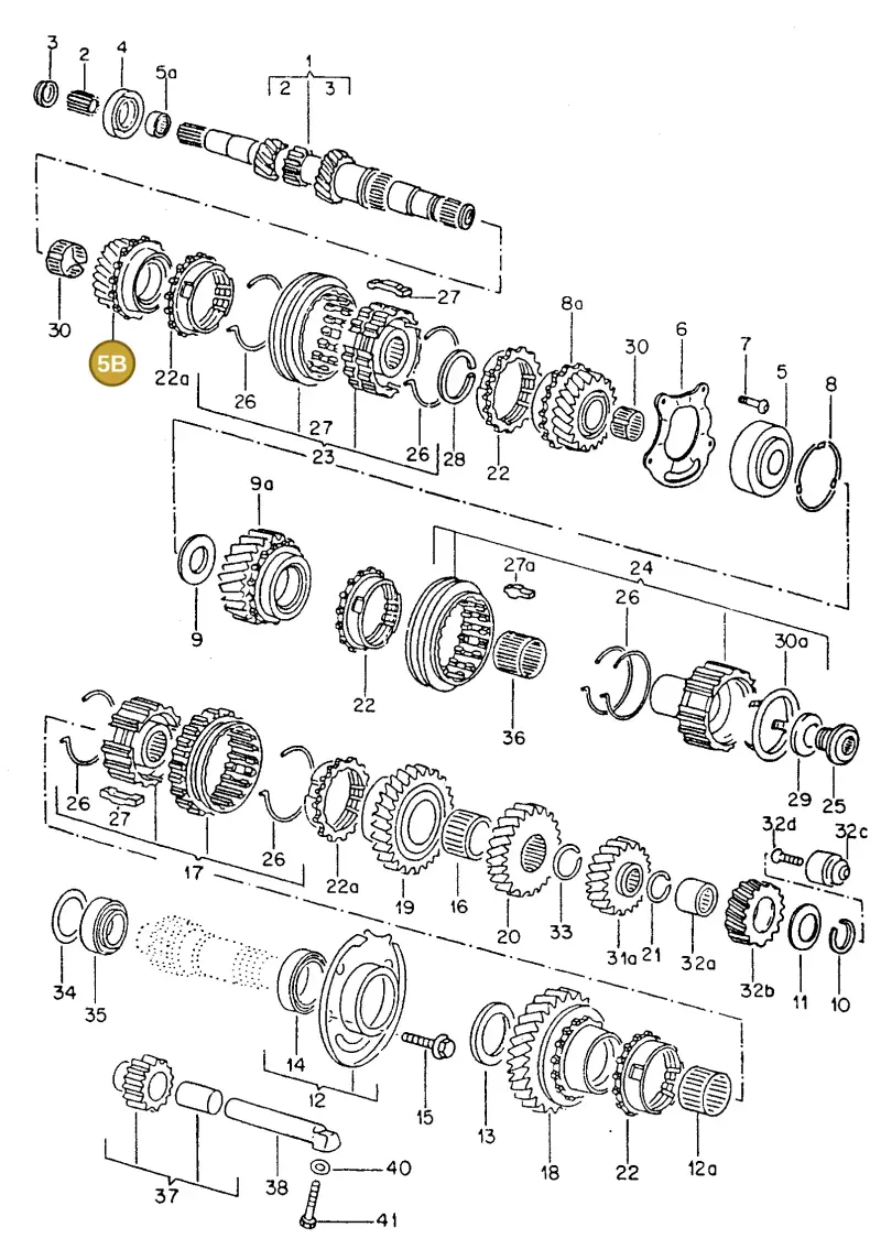 020311131H — Volkswagen Golf/Jetta  "USA","MEX"89>92 (1988-1992) diagram 042038000, position 5B