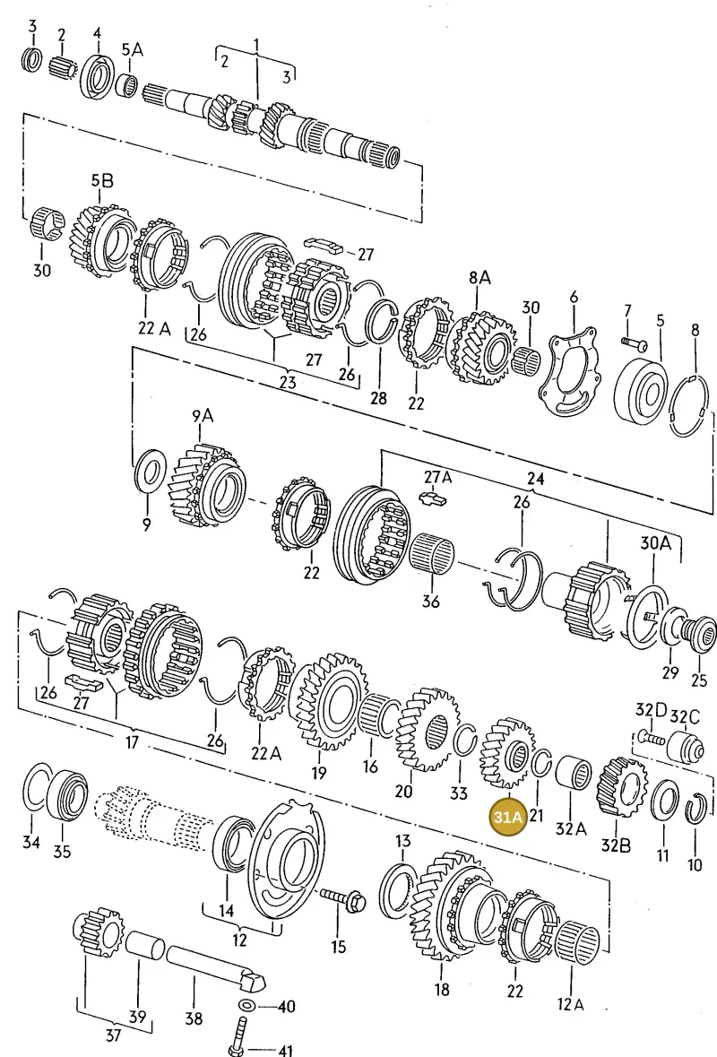020311351T — Volkswagen GOLF VAR./VENTO (1996-1999) diagram 121311340, position 31A