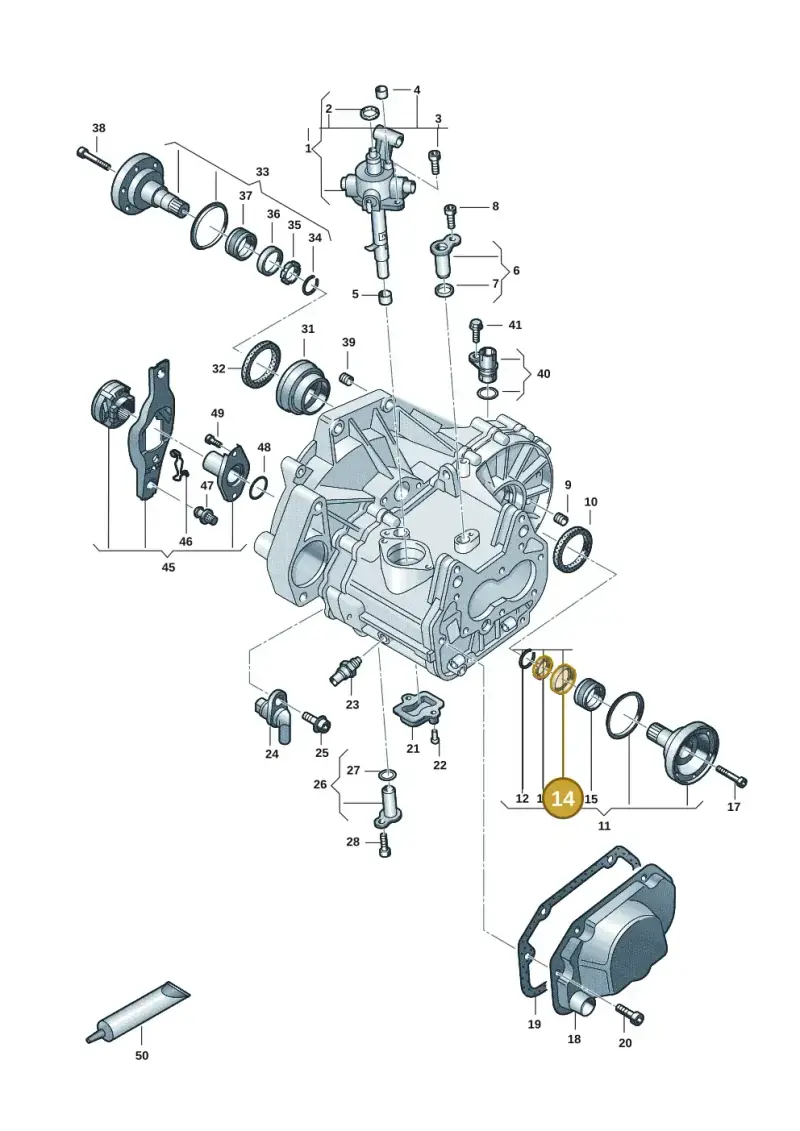 020409378 — Volkswagen Polo 1.0 BlueMotion (2017-2024) diagram 62a301110, position 14