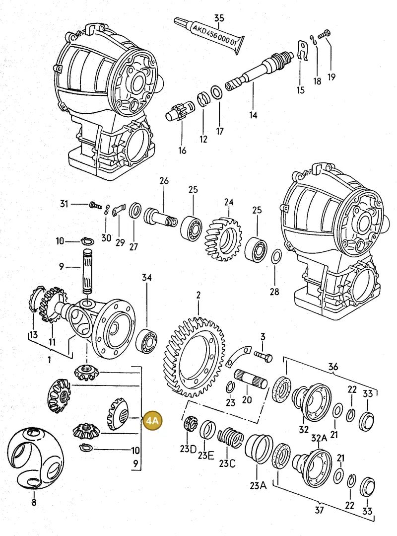 020498081A — Volkswagen Scirocco (1983-1989) diagram 013100000, position 4A