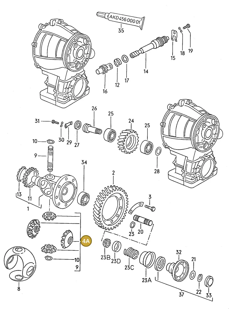 020498081A — Volkswagen CADDY (1982-1992) diagram 043043100, position 4A