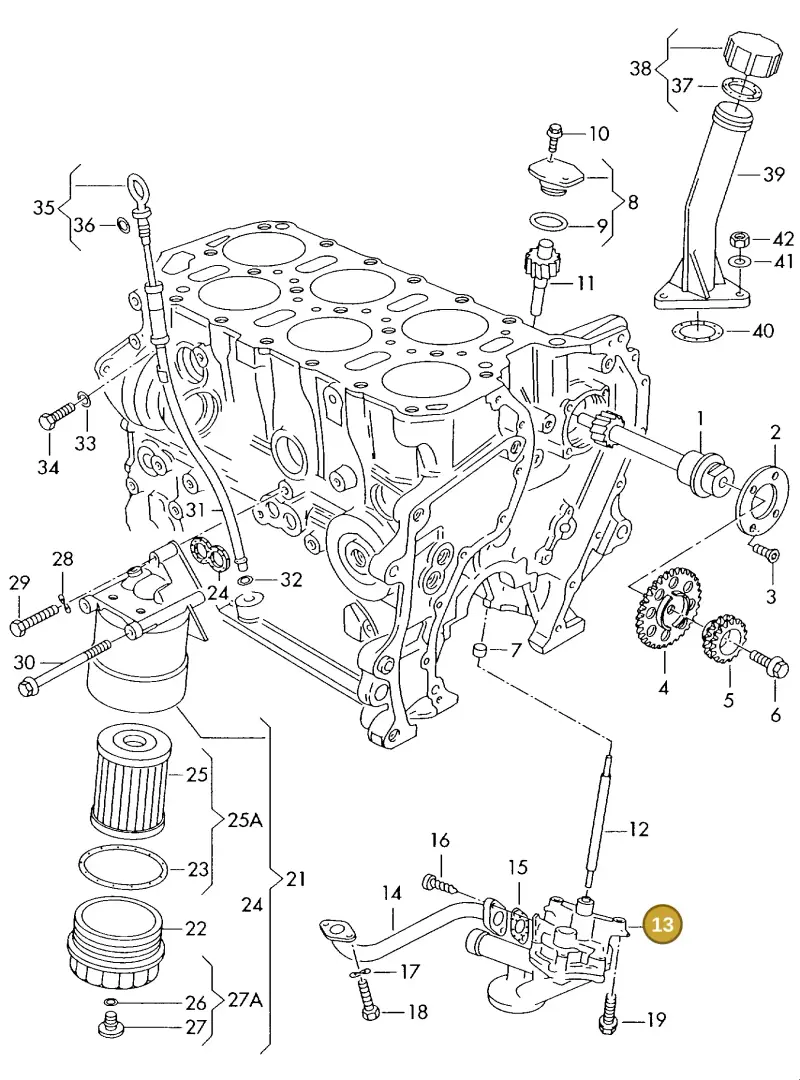 021115105B — Volkswagen GOLF VAR./VENTO (1996-1999) diagram 121115400, position 13