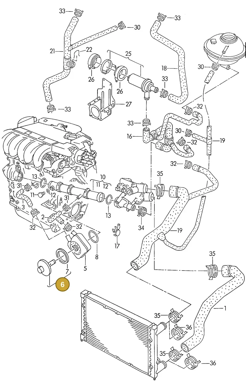 021117061B — Volkswagen Golf (1996-1997) diagram 121121600, position 6