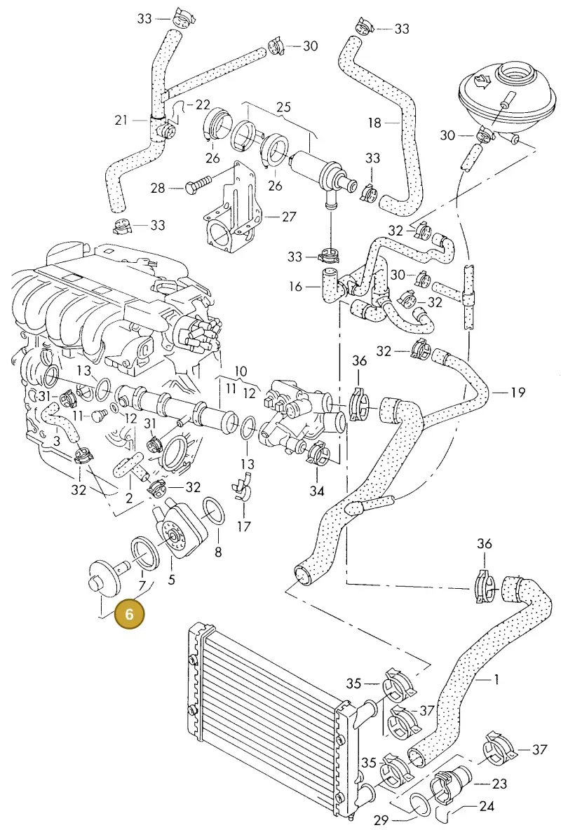 021117061B — Volkswagen Passat (1994-1997) diagram 122021500, position 6