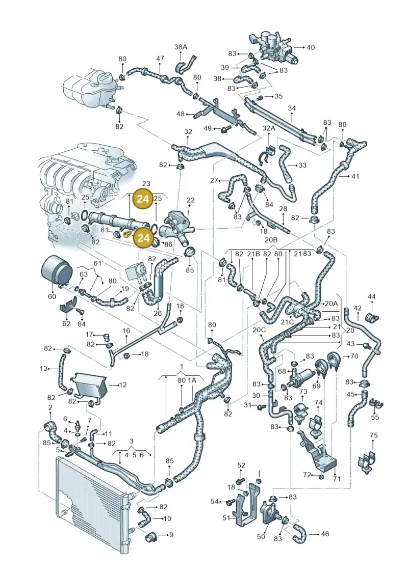021121022 — Volkswagen PHAETON                08> (2007-) diagram 258121300, position 24