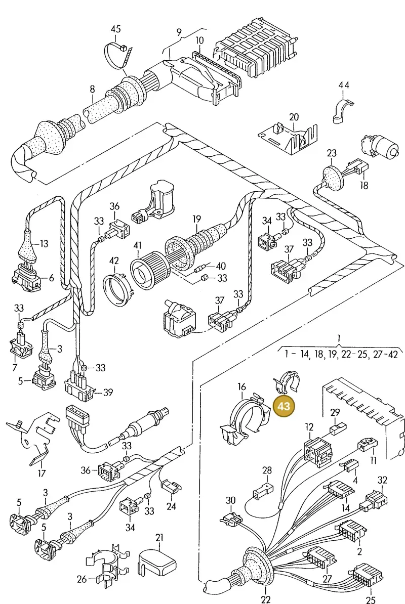 021971848A — Volkswagen Passat (1991-1993) diagram 122194200, position 43