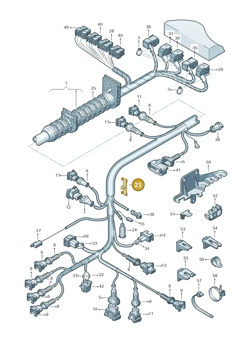 021971848A — Volkswagen PASSAT/4MOTION/W8 (2002-2005) diagram 156971100, position 21