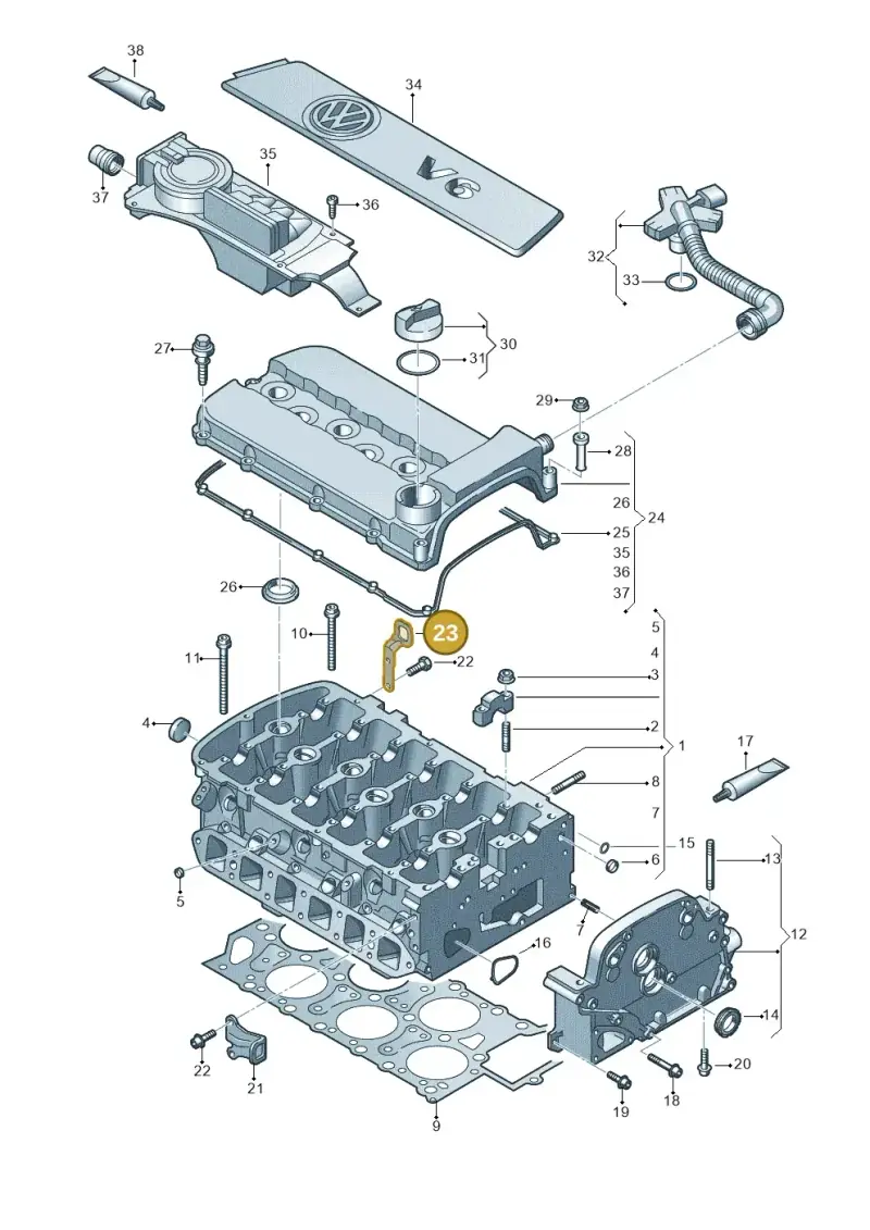 022103392 — Volkswagen EOS 2.0 (2008-2010) diagram 665103070, position 23