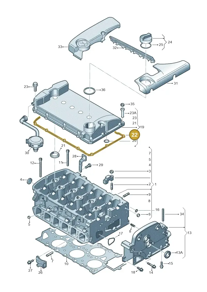 022103483E — Volkswagen PHAETON                08> (2007-) diagram 258103400, position 22