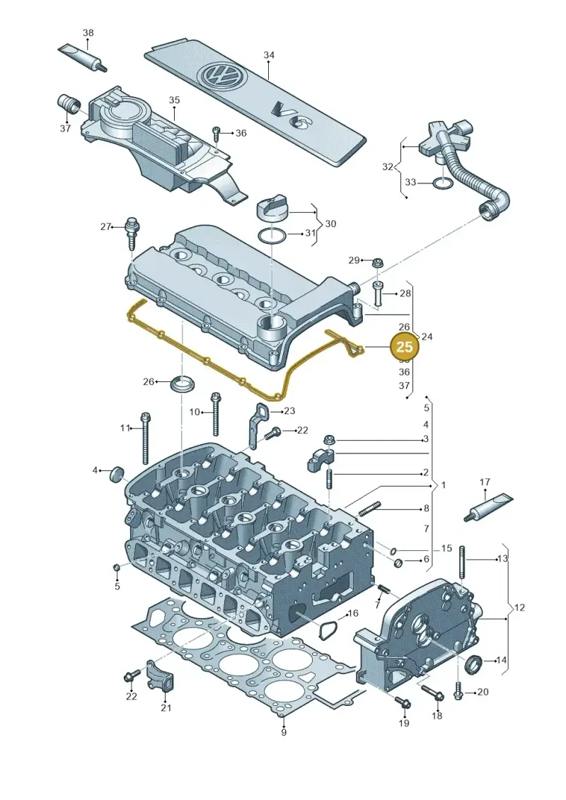 022103483E — Volkswagen EOS 2.0 (2008-2010) diagram 665103070, position 25