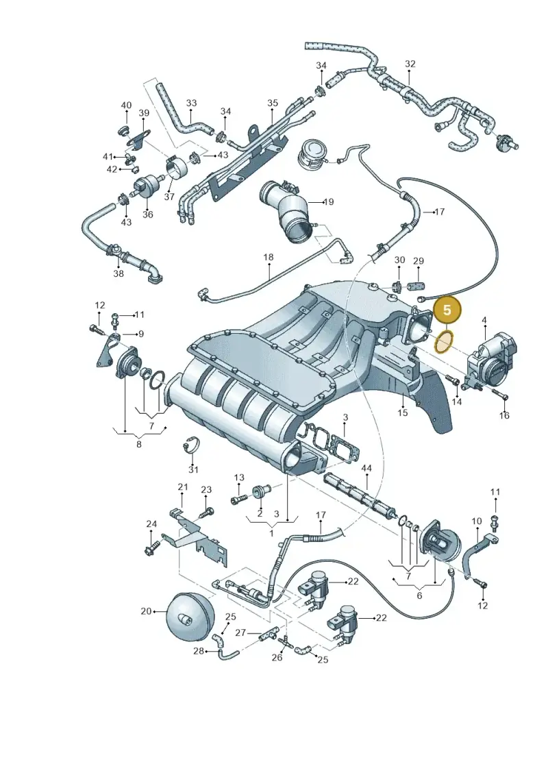 022133237B — Volkswagen Jetta/Wagon (2002-2006) diagram 194133660, position 5