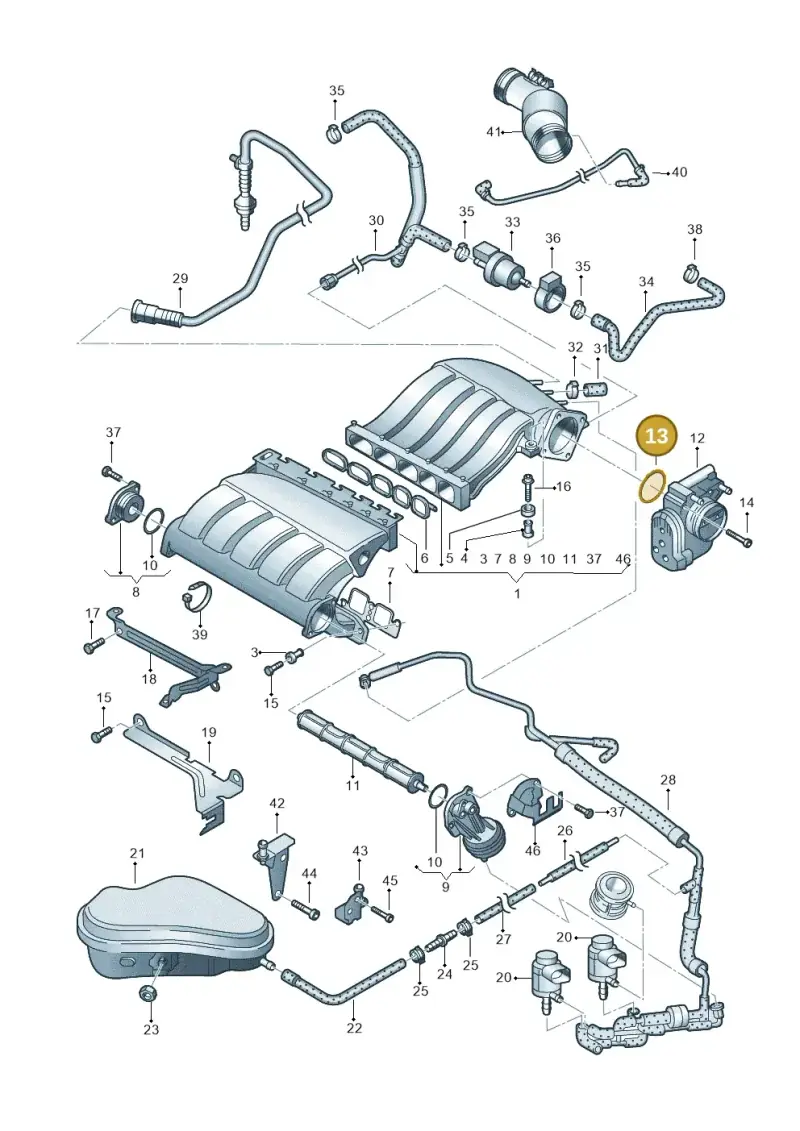 022133237B — Volkswagen PASSAT/4MOTION/W8 (2002-2005) diagram 195133670, position 13