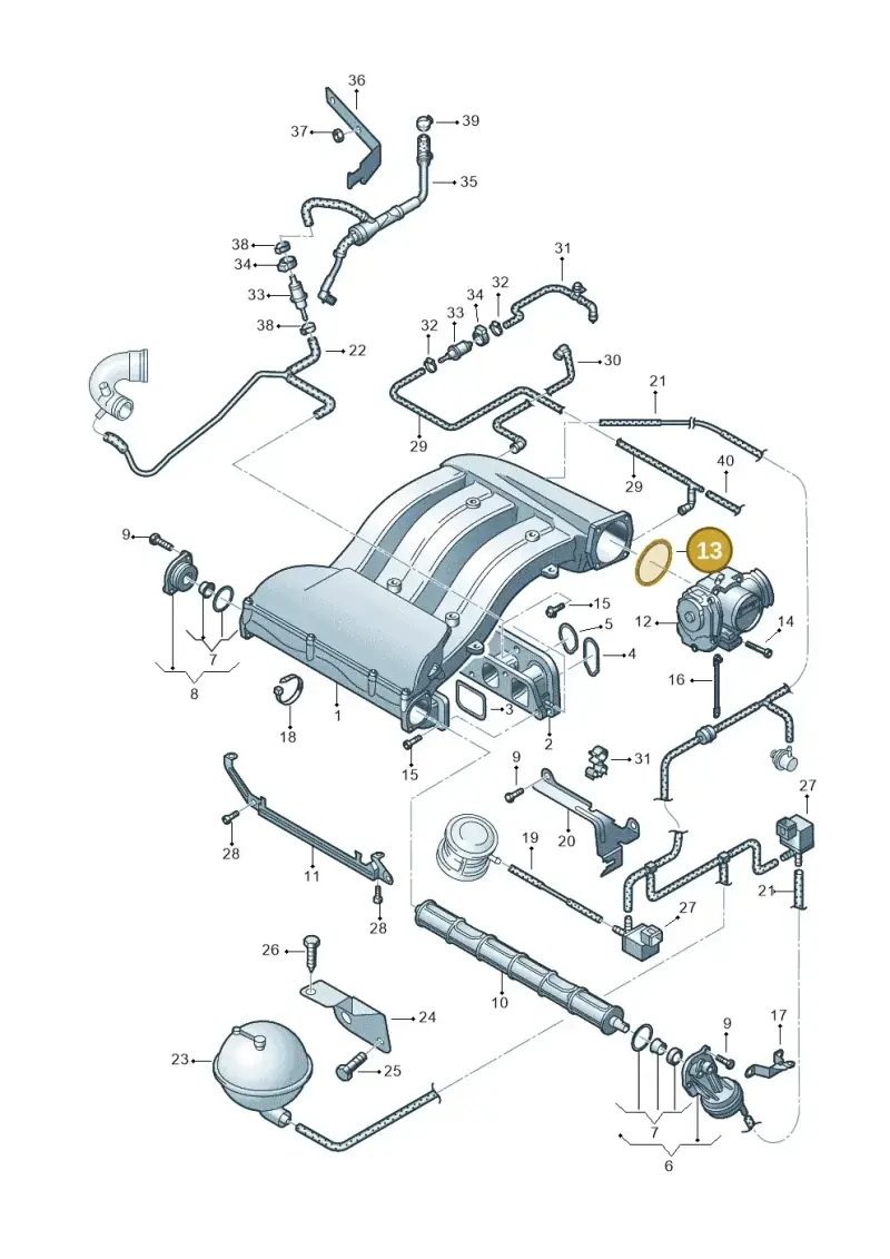 022133237B — Volkswagen Sharan (2008-2010) diagram 194133800, position 13