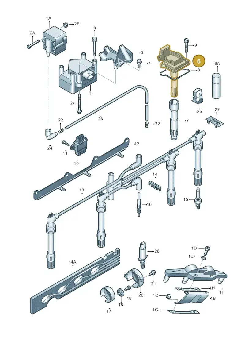 022905100A — Volkswagen Jetta/Wagon (2002-2006) diagram 649905000, position 6