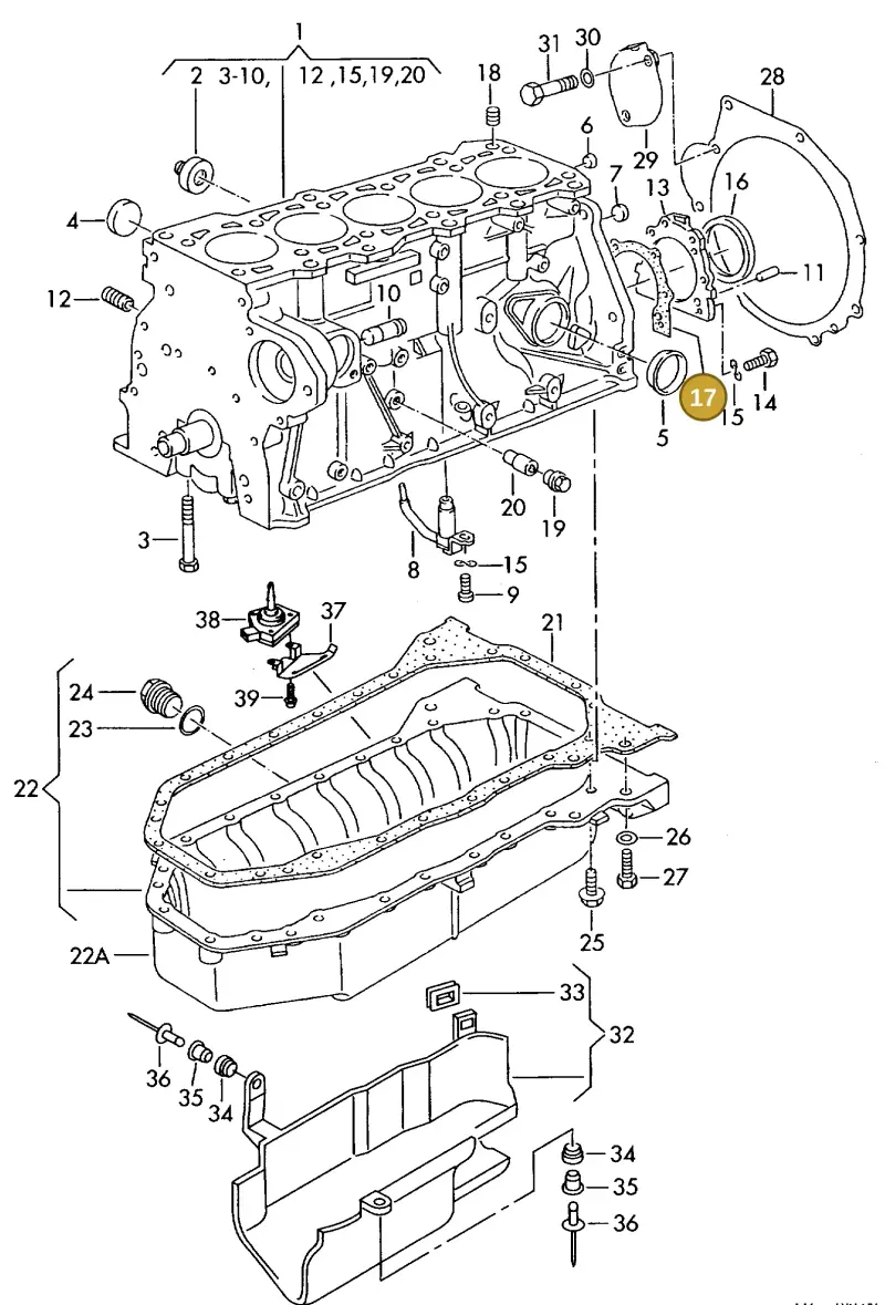 026103181B — Volkswagen LT, LT 4X4 (2003-2006) diagram 117103300, position 17