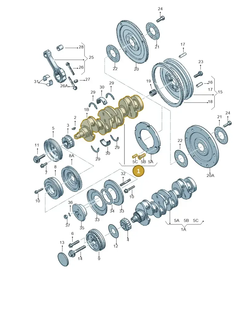026105101F — Volkswagen CADDY-KOMBI/KASTENW.   06> (2005-) diagram 123105150, position 1