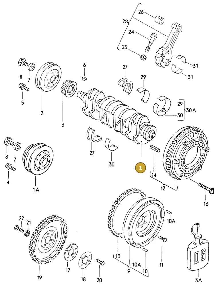 026105101K — Volkswagen Jetta 85 (1984-1985) diagram 013006000, position 1