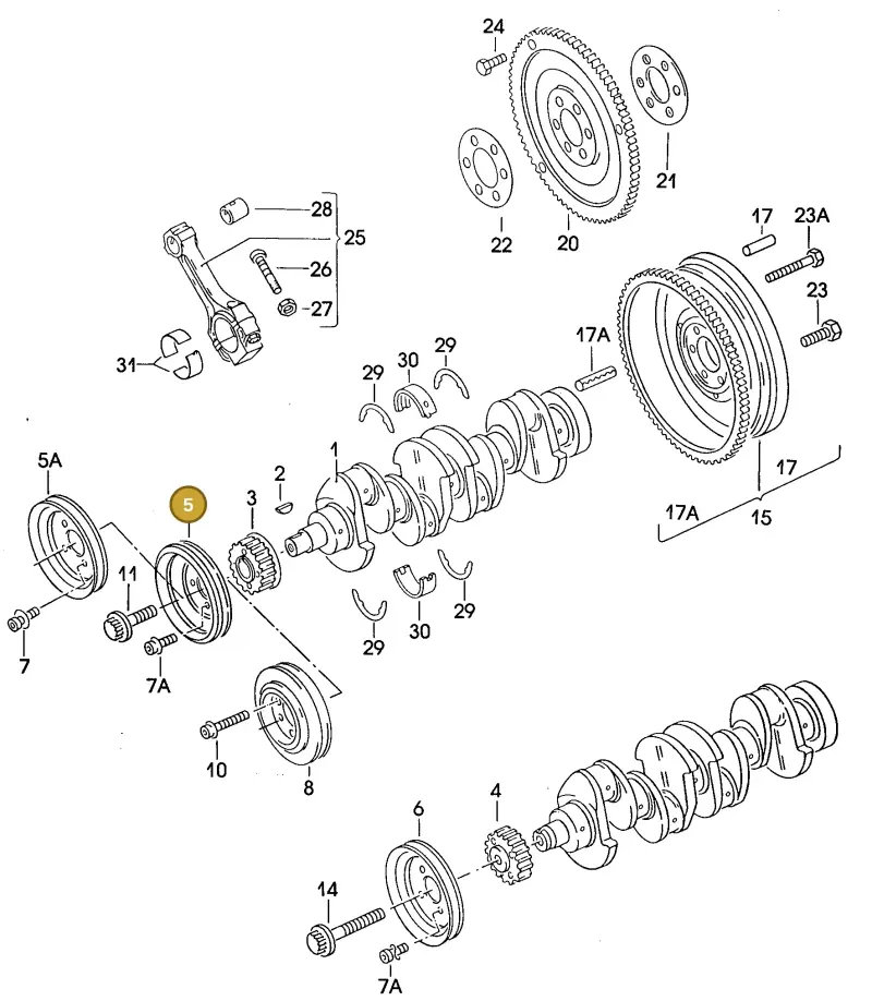 026105243A — Volkswagen Golf/Jetta  "USA","MEX"89>92 (1988-1992) diagram 042004000, position 5