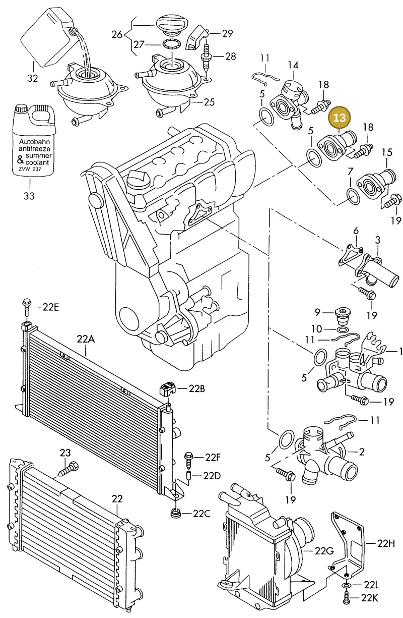 026121144E — Volkswagen GOLF CABRIO (1998-2001) diagram 121121700, position 13