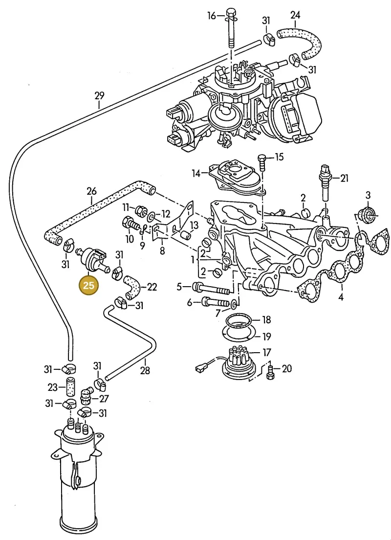 026133517 — Volkswagen Jetta (1989-1991) diagram 077038000, position 25