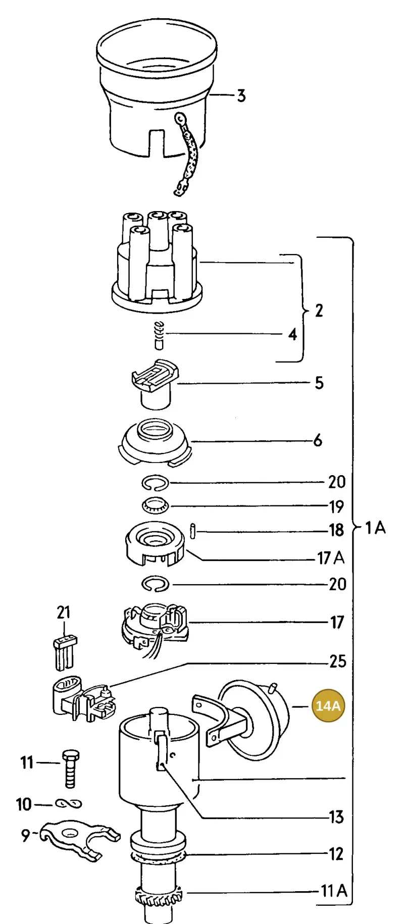 026905271A — Volkswagen Jetta (1989-1991) diagram 067207000, position 14A