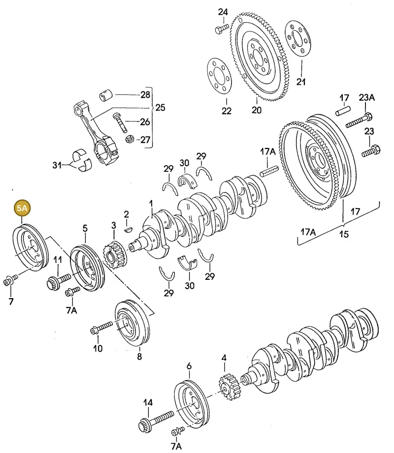 027105255 — Volkswagen Golf/Jetta  "USA","MEX"89>92 (1988-1992) diagram 042004000, position 5A