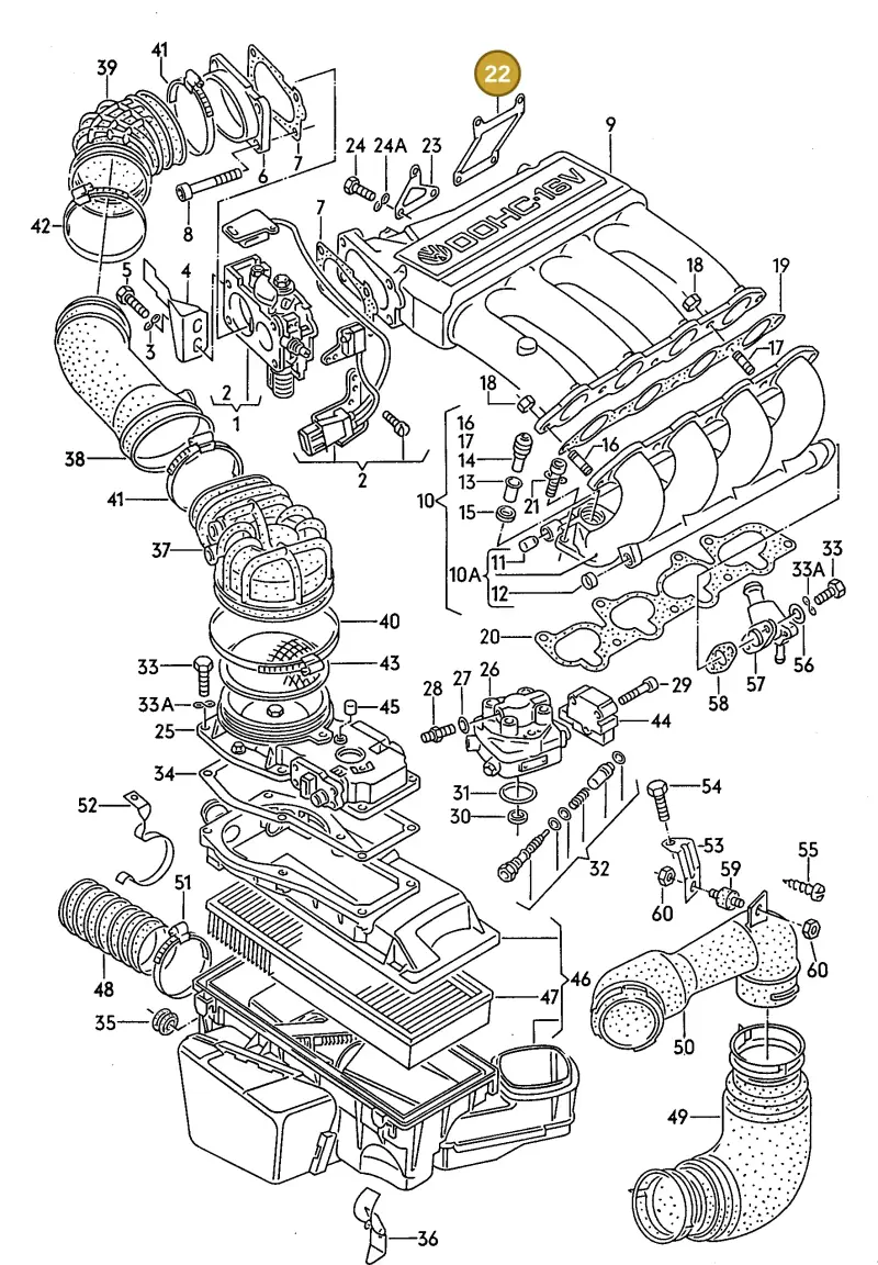 027133231H — Volkswagen Jetta                  89 (1988-1989) diagram 064053500, position 22