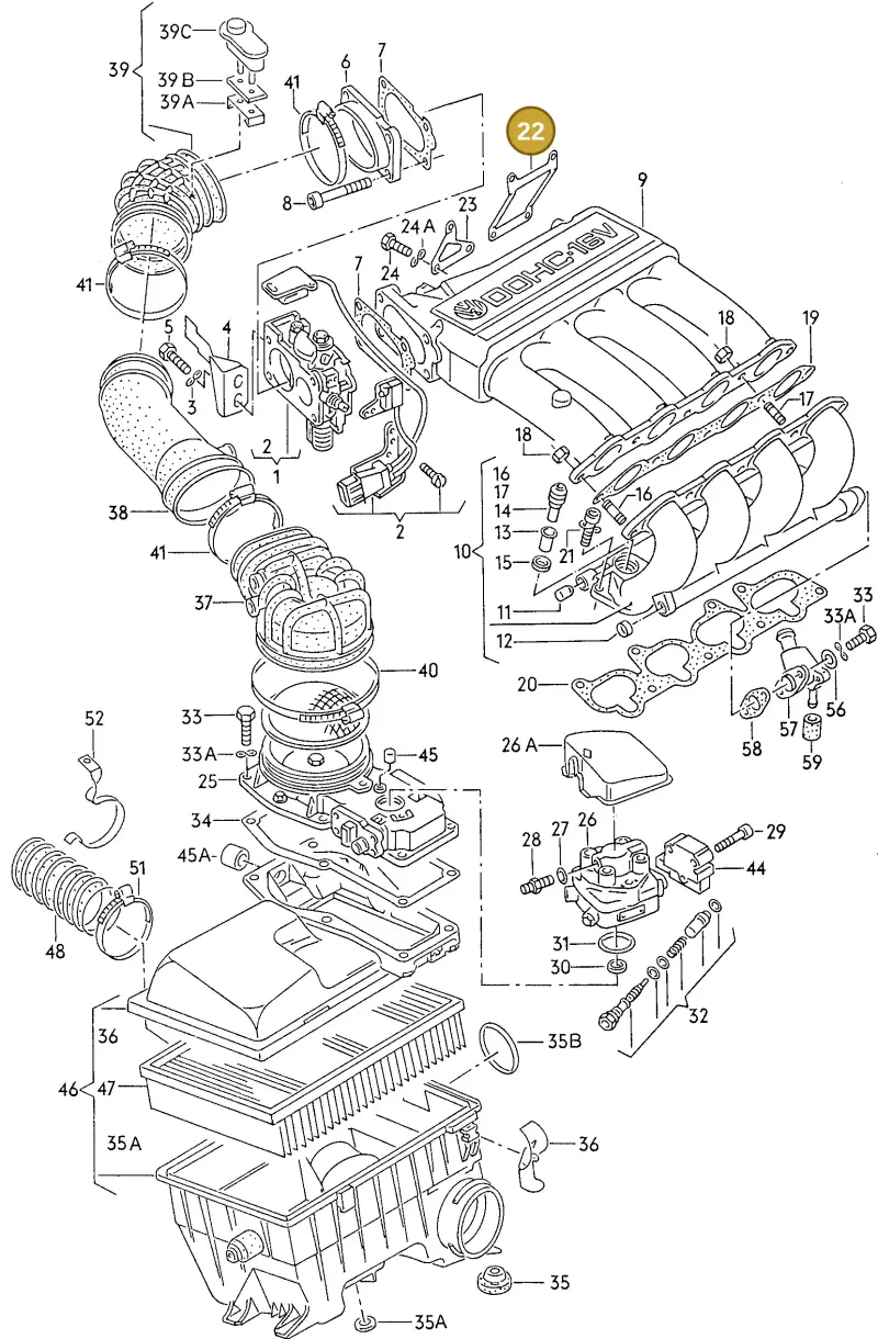 027133231H — Volkswagen Passat (1991-1993) diagram 076039000, position 22