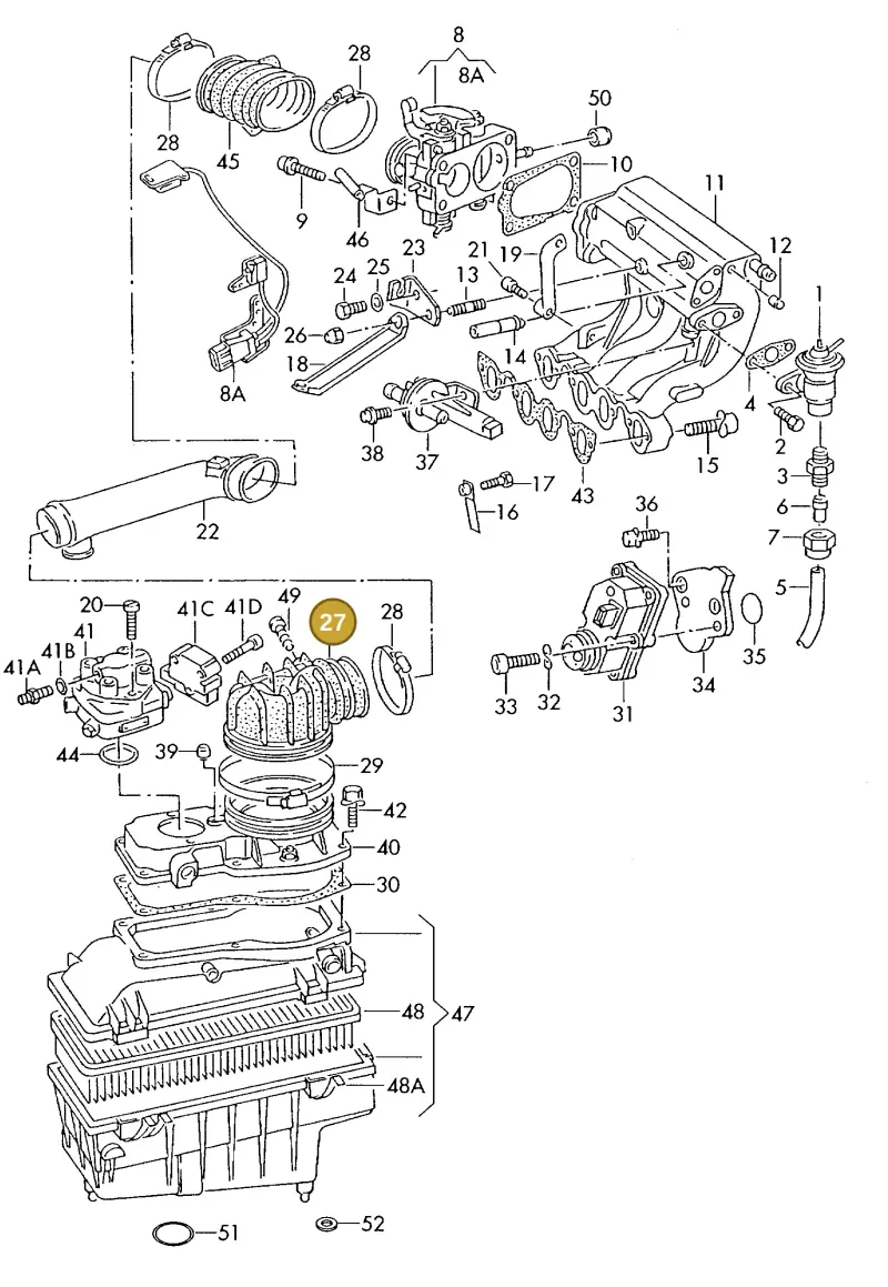 027133357A — Volkswagen Jetta                  88 (1987-1988) diagram 014053000, position 27