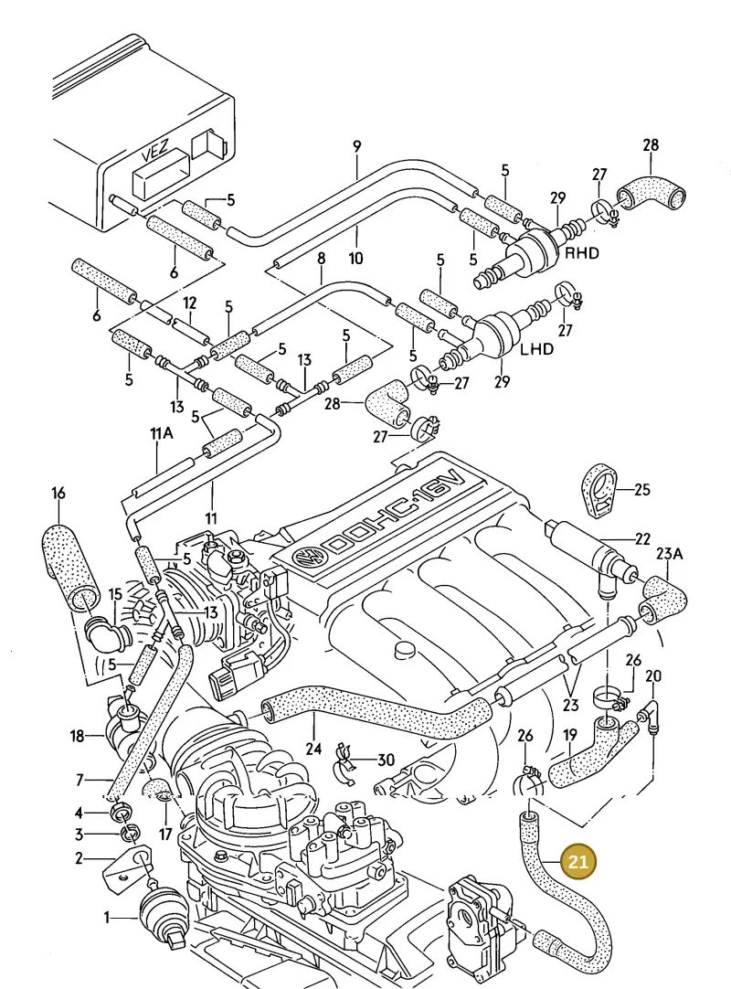 027133595B — Volkswagen Jetta                  88 (1987-1988) diagram 064051000, position 21