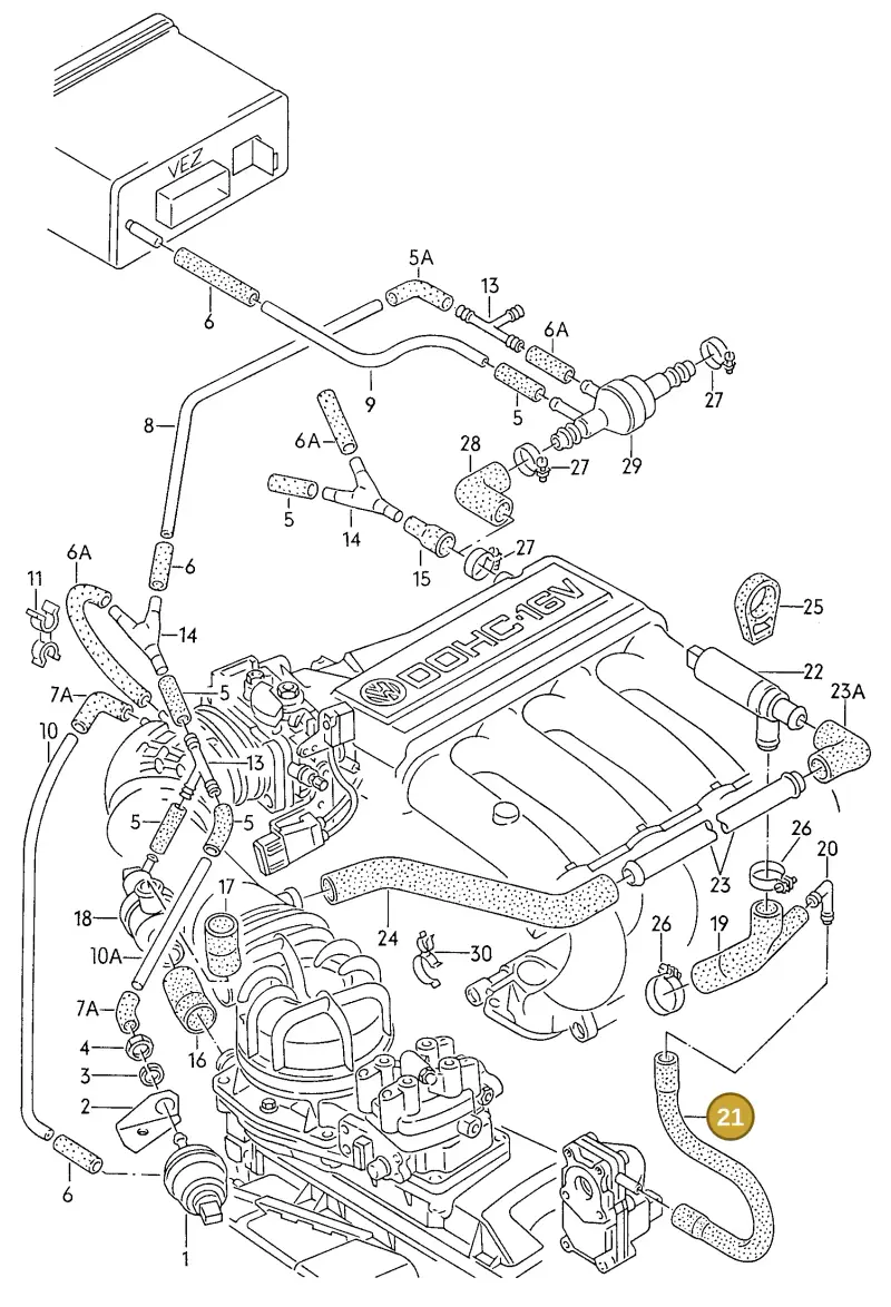 027133595B — Volkswagen Passat (1991-1993) diagram 076036200, position 21
