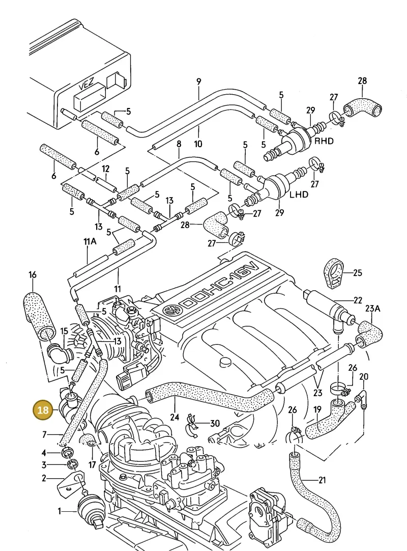 027133985A — Volkswagen Jetta                  88 (1987-1988) diagram 064051000, position 18