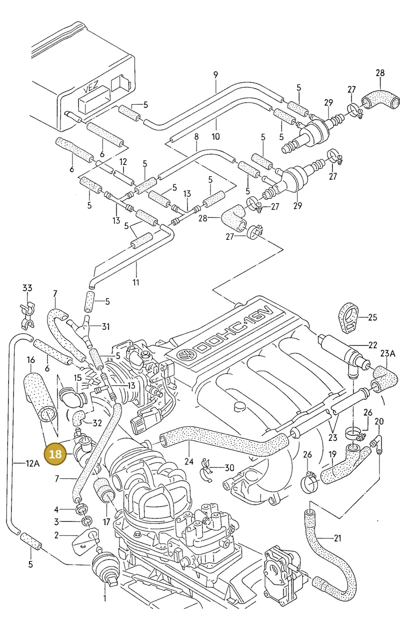 027133985A — Volkswagen Jetta (1989-1991) diagram 092051000, position 18
