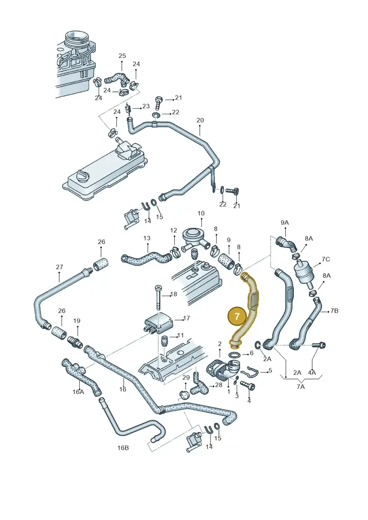 028103491A — Volkswagen Jetta GLX 94 (1993-1994) diagram 121103800, position 7