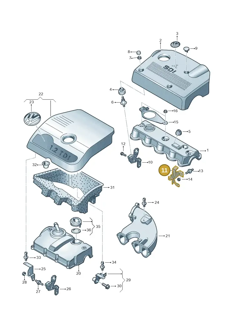 028103945A — Volkswagen LUPO/3L TDI (2003-2005) diagram 231103550, position 11
