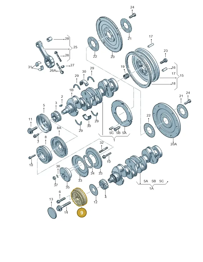 028105243K — Volkswagen GOLF VAR./VENTO (1996-1999) diagram 123105150, position 9