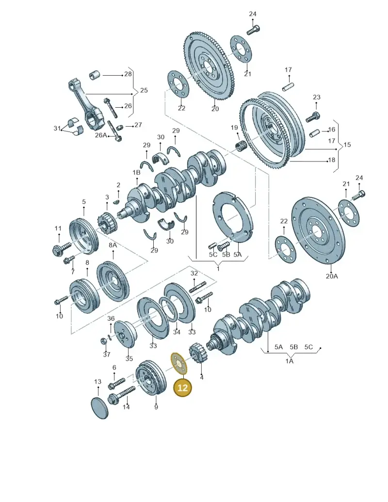 028105246A — Volkswagen PASSAT/4MOTION/W8 (2002-2005) diagram 123105150, position 12