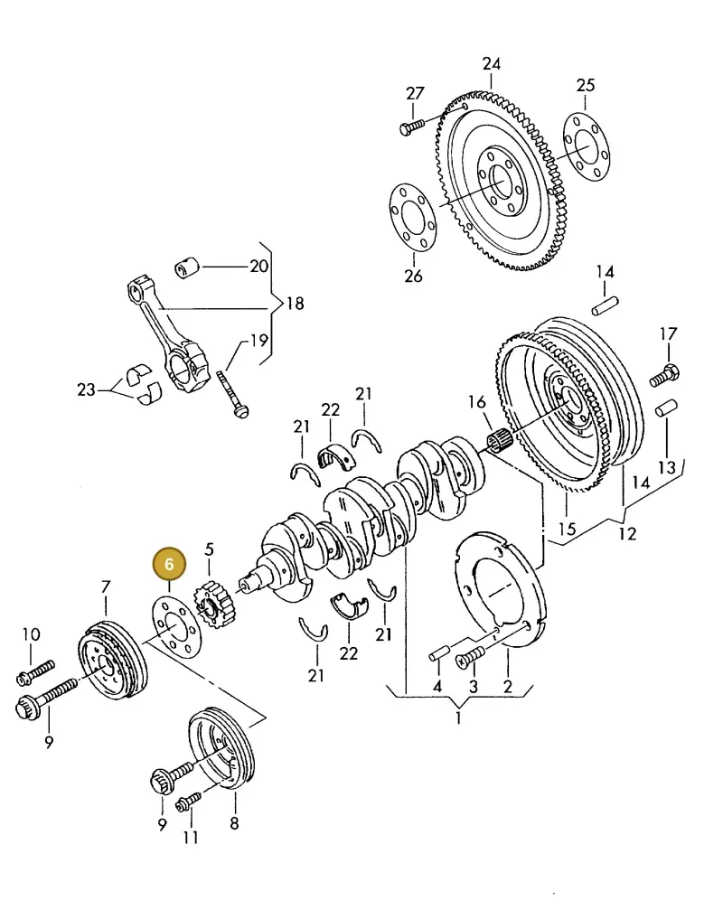 028105246A — Volkswagen DIES.-IND.-MOT.1,9>2,0 (1990-2007) diagram 423105050, position 6