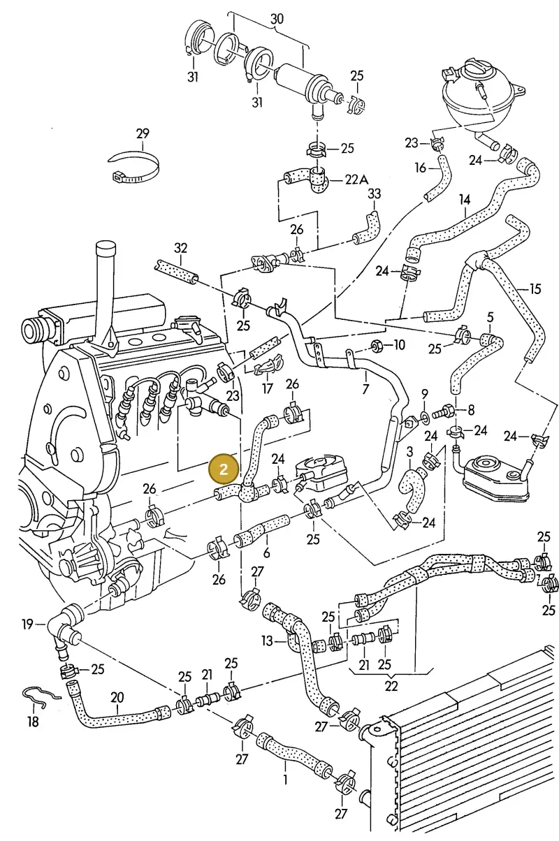 028121053S — Volkswagen GOLF VAR./VENTO (1996-1999) diagram 121121350, position 2