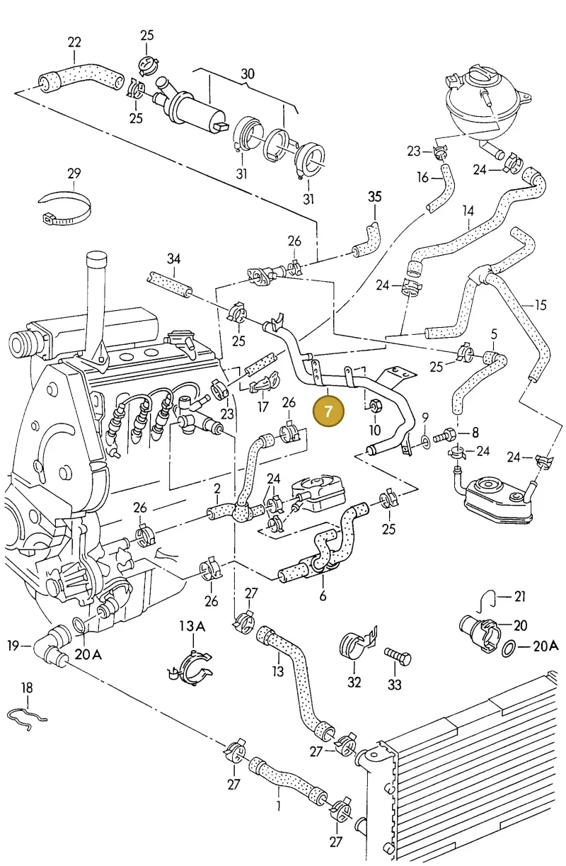 028121065F — Volkswagen Golf Cabrio (1994-1996) diagram 147121350, position 7
