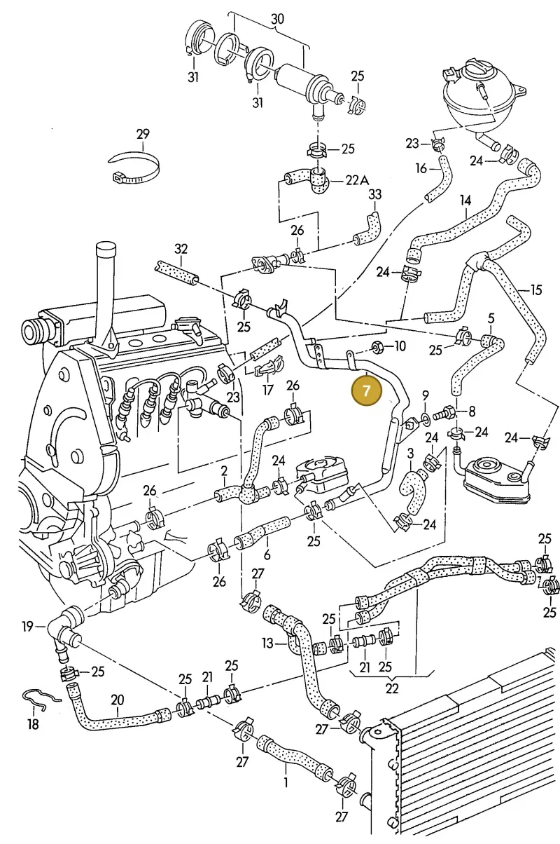 028121065F — Volkswagen GOLF VAR./VENTO (1996-1999) diagram 121121350, position 7